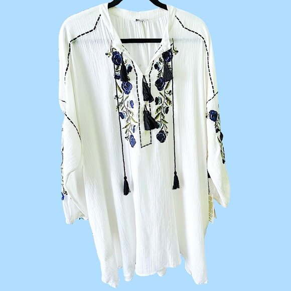 ST. ROCHE “Willow” Embroidery Floral Shirtdress – White/Navy (Size S) – NWT 💙 - Picture 8 of 10